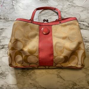 SIGNATURE STRIPE FRAMED CARRYALL (COACH F19190)   *3 for $250*